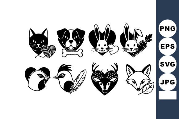 Animal Faces with Cat Dog Rabbit Bird D