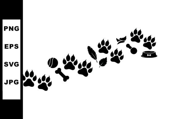 Animal Paw Print Trail with Dog Bone Bal