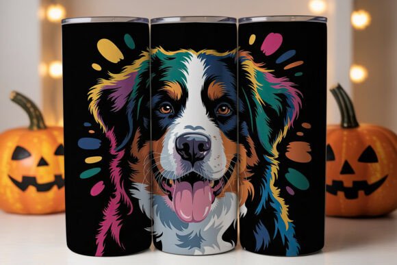 Colorful Bernese Mountain Dog Tumbler