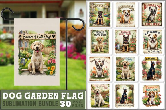 Cute Dog Garden Flag Sublimation Bundle