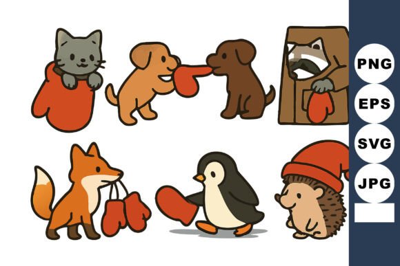 Cute Woodland Animals Wearing Red Mitten: Design Review