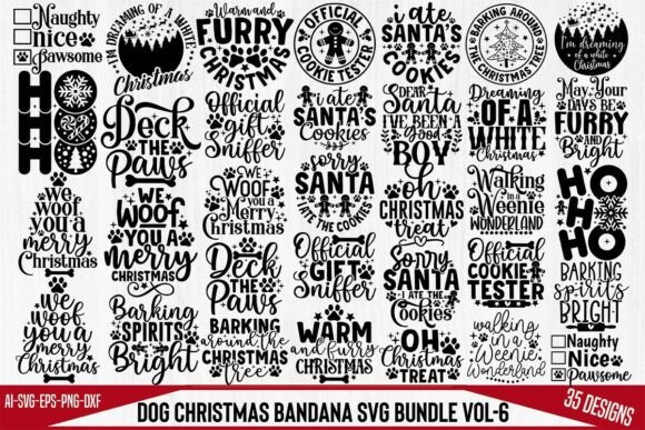 Dog Christmas Bandana SVG Bundle Vol-6