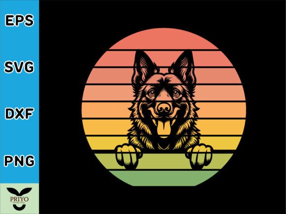 Dutch Shepherd Dog Peeking Sunset Vintag Review