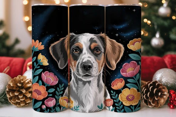 Floral Dog Portrait 20oz Tumbler