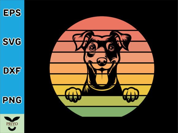 Manchester Terrier Dog Peeking Sunset