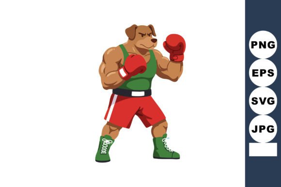 Muscular Dog Boxer Character Wearing Red