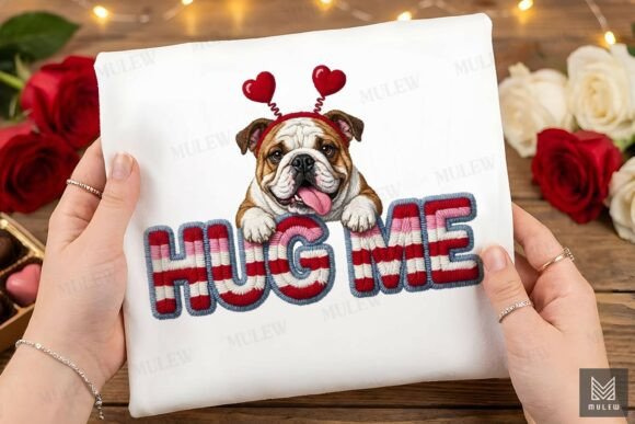 Valentine Faux Yarn English Bulldog Dog