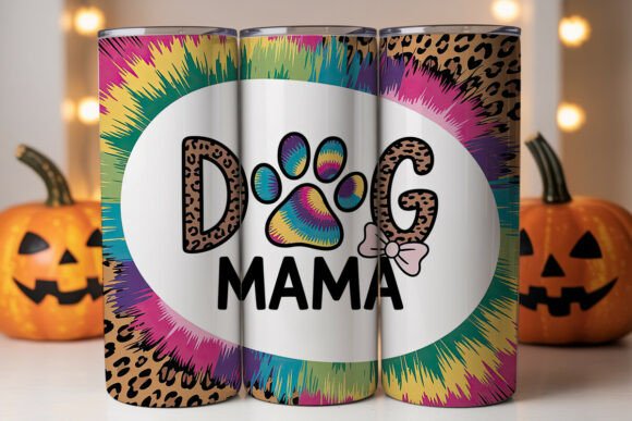 Vibrant Tie Dye Dog Mama Tumbler Wrap