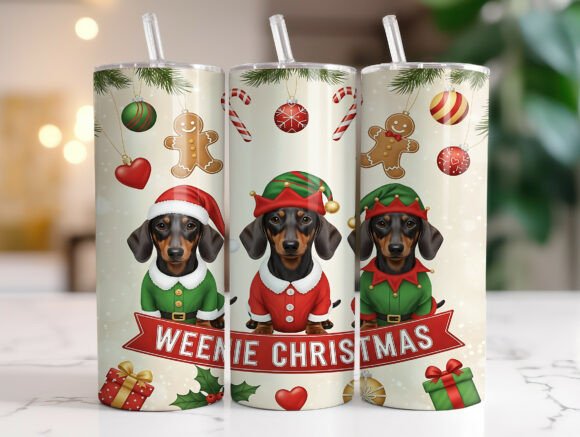 Weenie Christmas Dog Skinny Tumbler Wrap